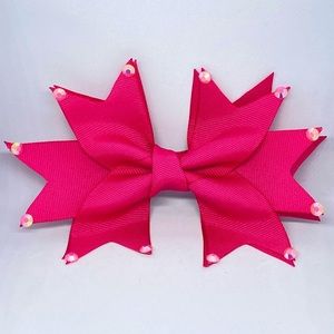 🎀 6” Handmade Pink Hair Bow with Rhinestone Embellishments 🎀